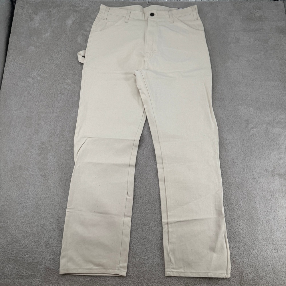 NWT VTG 90s Dickies Kelly Moore Painters Carpenter Pants Mens 34x32 White Canvas